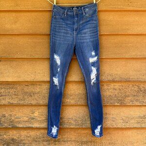 Hollister Curvy Ultra High-Rise Jean Legging Distressed Jeans Size 7
